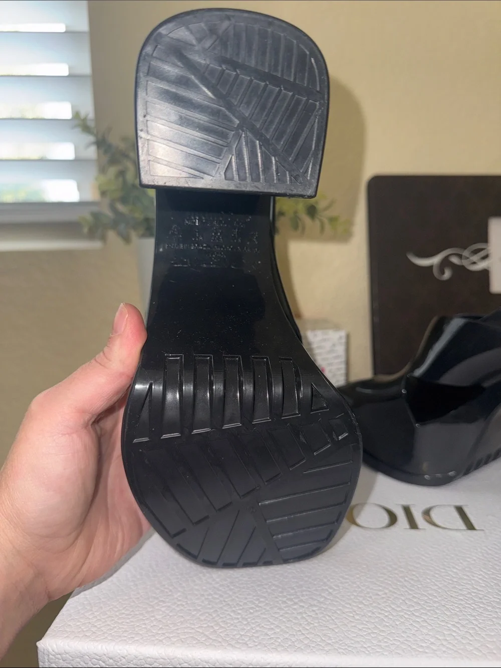 Melissa Black Glossy Platform Slingback Sandals